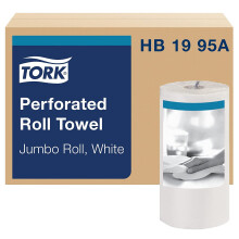 Tork HB1995A Perforated Jumbo 2-Ply Roll Towel, White