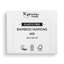 The Cheeky Panda Bamboo Large Paper Napkins | Pack of 400 White Napkins Disposable | 40 x 40cm | 2 Ply Paper Serviettes
