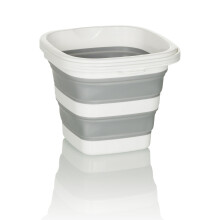 hjh OFFICE folding bin CLEAN SILE, silicone, 5L foldable bucket for indoor and outdoor use, space-saving, gray/white, 924001
