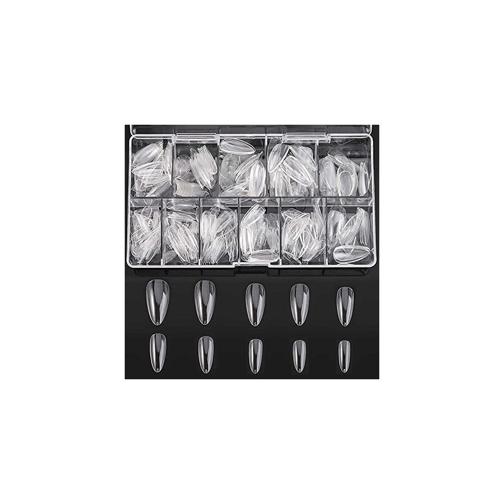 Coffin Nail Tips Full Cover Acrylic False Nails Set with Case 10 Sizes for DIY Nail Art