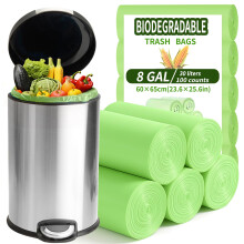 BODFPPC 100 Pack Biodegradable Bin Bags 30L, Compostable Food Waste Bags Caddy Bin Liners for Kitchen Office Bathroom Recycling, Eco-Friendly Food