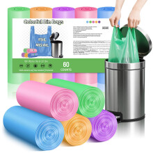 15L Bin Liners with Tie Handles Colourful Pedal Bin Bags Strong, Leakproof, Thick Small Handheld Waste Refuse Sacks for Kitchen, Bathroom, Home