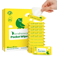 Dorahoney Mini Wet Wipes Travel Size, Sensitive Fragrance Free Travel Wipes, 99% Water, Unscented & Hypoallergenic Hand and Face Pocket Wipes for