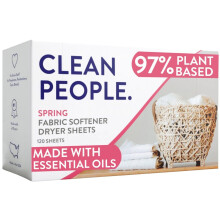 The Clean People Fabric Softener Sheets - Dryer Sheets - Softens & Removes Static Cling - Vegan Laundry Softener, Essential Oils (120 Count, Spring