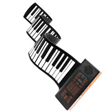 Portable 88 Key Roll Up Piano Keyboard with Sustain Pedal, FullSize Foldable Design, 128 Tones
