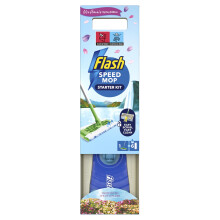 Flash Speedmop Mrs Hinch's Wet Mop Head Floor Cleaner Starter Kit For Cleaning Floors With Scrubbing Action, Includes: 1 Mop, 6 Wet Refills, Lemon