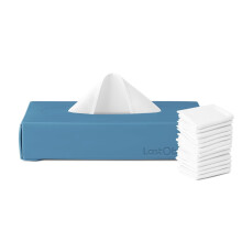 LastTissue? Reusable Cotton Tissue Box | Face Towels & Handkerchiefs for Men & Women ? Washable, Sustainable Facial Tissue with Storage Case - Blue
