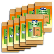 Set of 10 Swirl? organic waste paper bags, 10 litres each, organic waste bags, bin liners, waste bags.