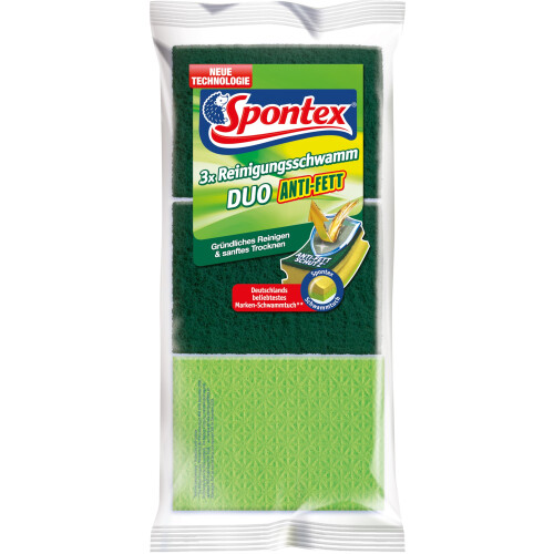 Spontex Cleaning Sponge, Polyurethane (PU), Green or Pink, Pack of 24 2