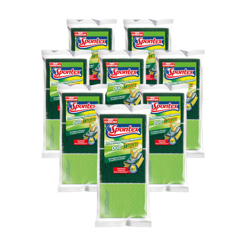 Spontex Cleaning Sponge, Polyurethane (PU), Green or Pink, Pack of 24 1