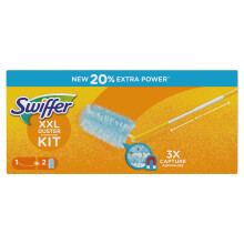 Swiffer Starter Kit Duster XXL Broom with 1 Handle + 2 Replacement Duvets Refill for Capturing and Traping Dust
