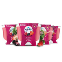 Glade Jar Candle, Scented Candle Infused with Essential Oils, Up to 44 Hour Burn Time, Bubbly Berry Splash, Pack of 4 (4 x 224g)