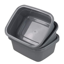 Xowine 4-Pack Plastic Wash Basin Rectangle, Washing up Bowl Basin, Gray