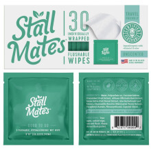 Stall Mates Wipes: Flushable, portable, eco-friendly bathroom wipes. (30 individually wrapped wipes)