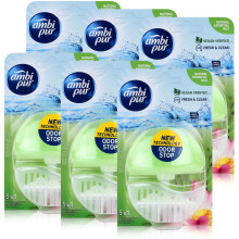 Ambi Pur Toilet Air Freshener (Holder + Refill 55 ml) - Bamboo & Lotus Pack of 6