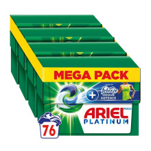 Ariel All-in-1 PODS Laundry Detergent Washing Liquid Tablets/Capsules, 76 Washes (4x19), Stain Remover For Clothes, Platinum + Touch Of Febreze Odour