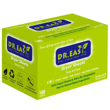 Dr.Easy Dryer Sheets Free & Clear Plant Based all ingredients for Sensitive Skin 160 Ct 100% Rayon Fabric Softener sheet unscented & no dyes Reduce
