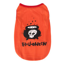 Abbigliamento per cani di piccola taglia, maglietta per cani con simpatica stampa a tema teschio, gilet per costume di Halloween, tessuto morbido,