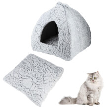 Gezellig huisje voor binnenkatten: Iglo kattenbed met kap en afneembaar kussen. Zacht en comfortabel, opvouwbaar slaapplekje voor huisdieren met
