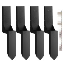 VEVOR Fence Post Anchor Repair Kit, 4 Pack Inner Diameter 3.5 x3.5 Inches Heavy Duty Steel Fence Post Support Stakes, Anchor Ground Spike for Repair