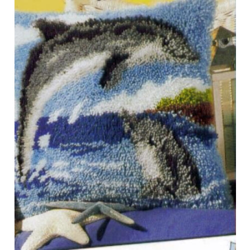 Vervaco Dolphins Latch Hook Cushion, Multi-Colour 2