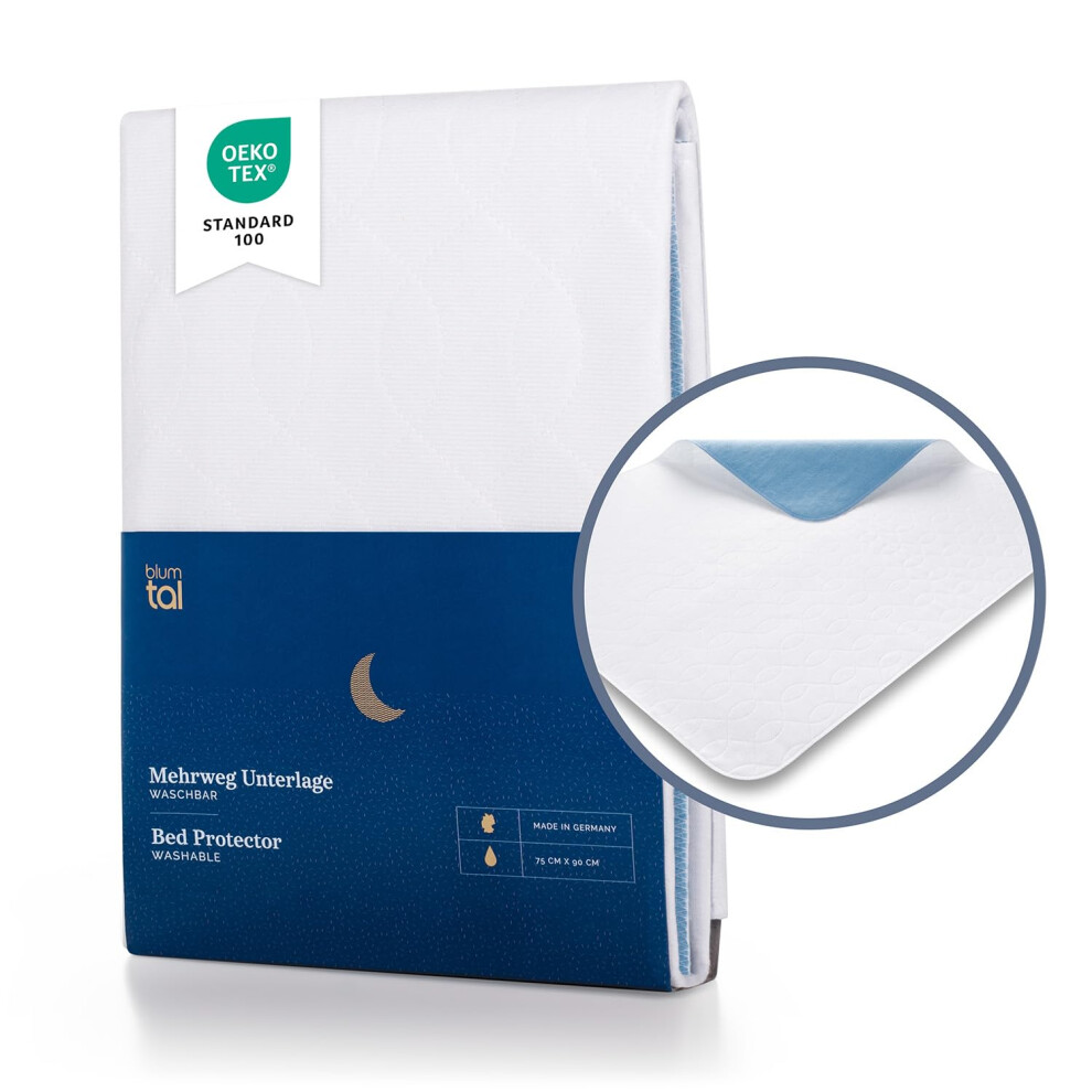 Blumtal Washable Bed Pad; Waterproof And Washable Incontinence Or Bedwetting Mat; White; Single Pack