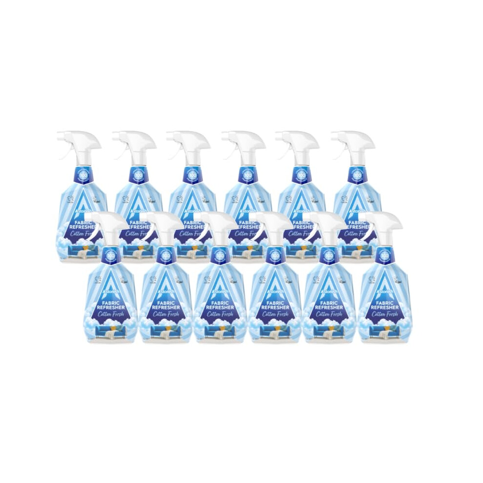 Astonish Fabric Refresher Spray For Freshening Clothes, Curtains, Carpets And Fabrics, Cotton Fresh Scent, 12 X 750Ml