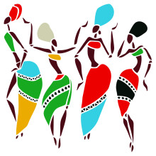 African Dancers Stencil - 35.5 x 35.5 cm (XL) - Reusable Women Lady Dancers Ethnic Tribal Wall Stencils for Painting