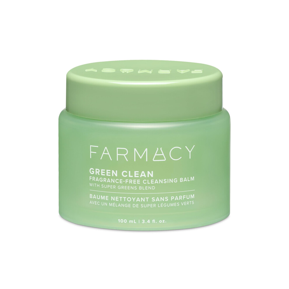 Farmacy Green Makeup Remover Cleansing Balm - Fragrance Free - Clean Waterproof Makeup Remover + Oil Based Cleanser - Gentle Exfoliating Double