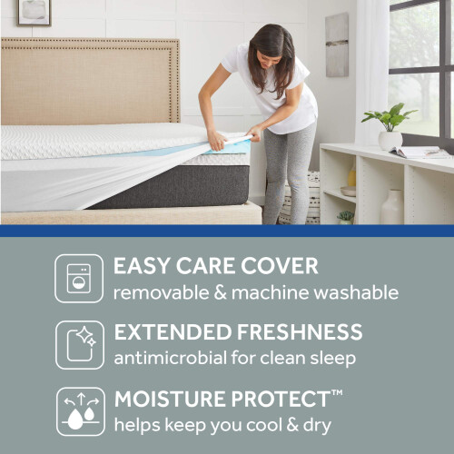 Sealy Sealy Memory Foam Mattress Topper, White, Queen 2