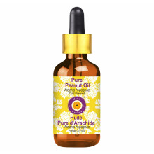 Deve Herbes Pure Peanut Oil (Arachis hypogeae) Non-Sticky | Non-Greasy | For Cooking, Massage, Hair & Skin Care 100ml with Glass Dropper