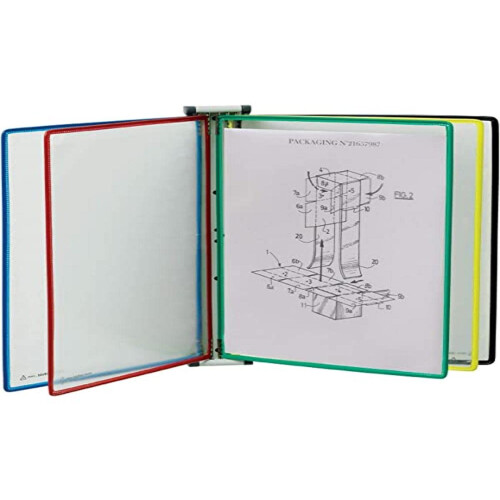 TARIFOLD Wall Mount Reference and Display System with 5 Letter-Size Pockets in Assorted Colors (W290)