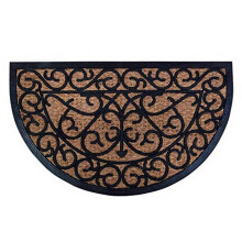 Esschert Design Rubber doormat/cocos halfround, RB07, Rubber and coir, 75x45x1 -