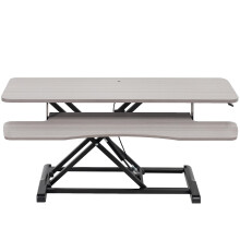 VIVO 91cm Desk Converter, K Series, Height Adjustable Sit to Stand Riser, Dual Monitor and Laptop Workstation with Wide Keyboard Tray, Gray Top, Black