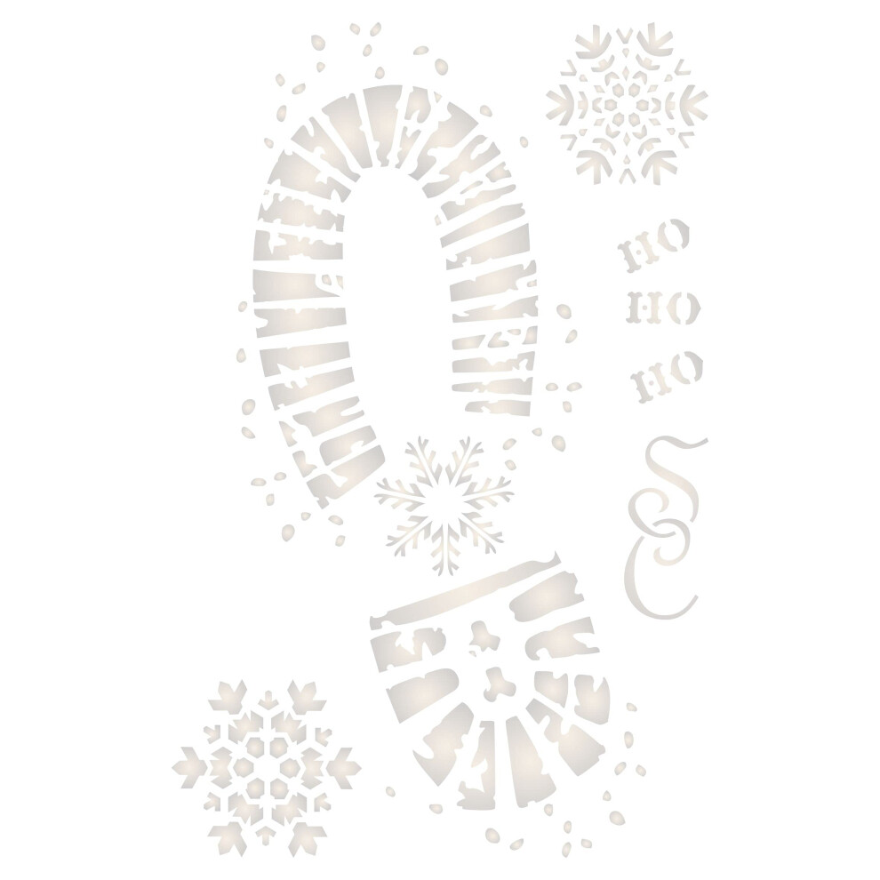 Santa Footprints Stencil, 21.59 X 33.02 Cm (L) - Stencil Company Original Christmas Decoration Boot Print Snowflakes 5051221893211