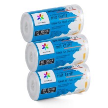 Sunmondo 3 x 40pcs 5L Bin Liners with Handle - Cosmetic, Size 34x36cm, 120pcs
