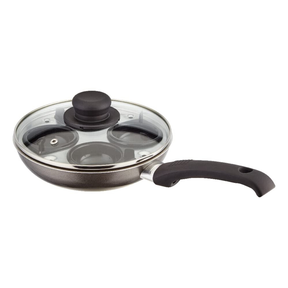 Judge Non-Stick Egg Poacher Pan, 20Cm, 4 Egg Poacher Cups, Frying Pan Base & Glass Lid- Dishwasher Safe