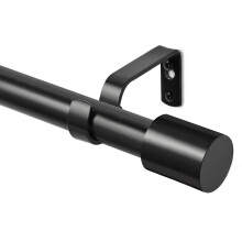 Deconovo Black Curtain Poles 168-305cm with Brackets and Finials, 25mm Extendable Decorative Curtain Rail, Sturdy Splicing Curtain Rod for Windows
