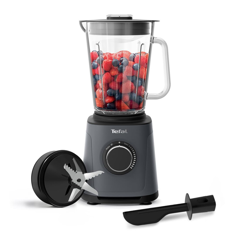 Tefal Perfectmix High-Speed Blender, 1200W, 2L Glass Jug, Powelix Technology, Removable Blades, Ideal For Smoothies, Soups, Sauces & Dips, Grey