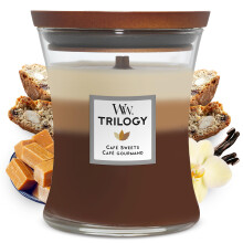 Woodwick Medium Hourglass Trilogy Scented Candle | Caf? Sweets | with Crackling Wick | Burn Time: Up to 60 Hours
