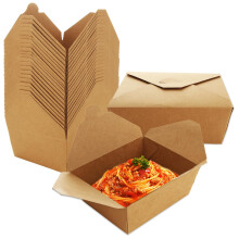 ASelected 50Pcs Takeaway Boxes Kraft Takeaway Food Boxes 12X15X6.6Cm Biodegradable Brown Food Boxes For Sandwich, Cheesecake, Burger,Party