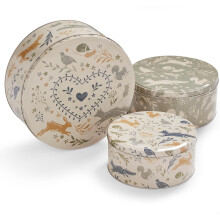 Cooksmart England Set of 3 Cake Storage Tins | Cake Tin/Biscuit Tin Available as Square Storage Tin or as Round Storage Tin (Woodland)