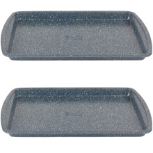 Russell Hobbs Nightfall Stone Baking Trays - Set of 2, 38cm Non-Stick Oven Tray, Lightweight, Oven Sheet for Biscuits, Cookies and Chips, Easy Clean,