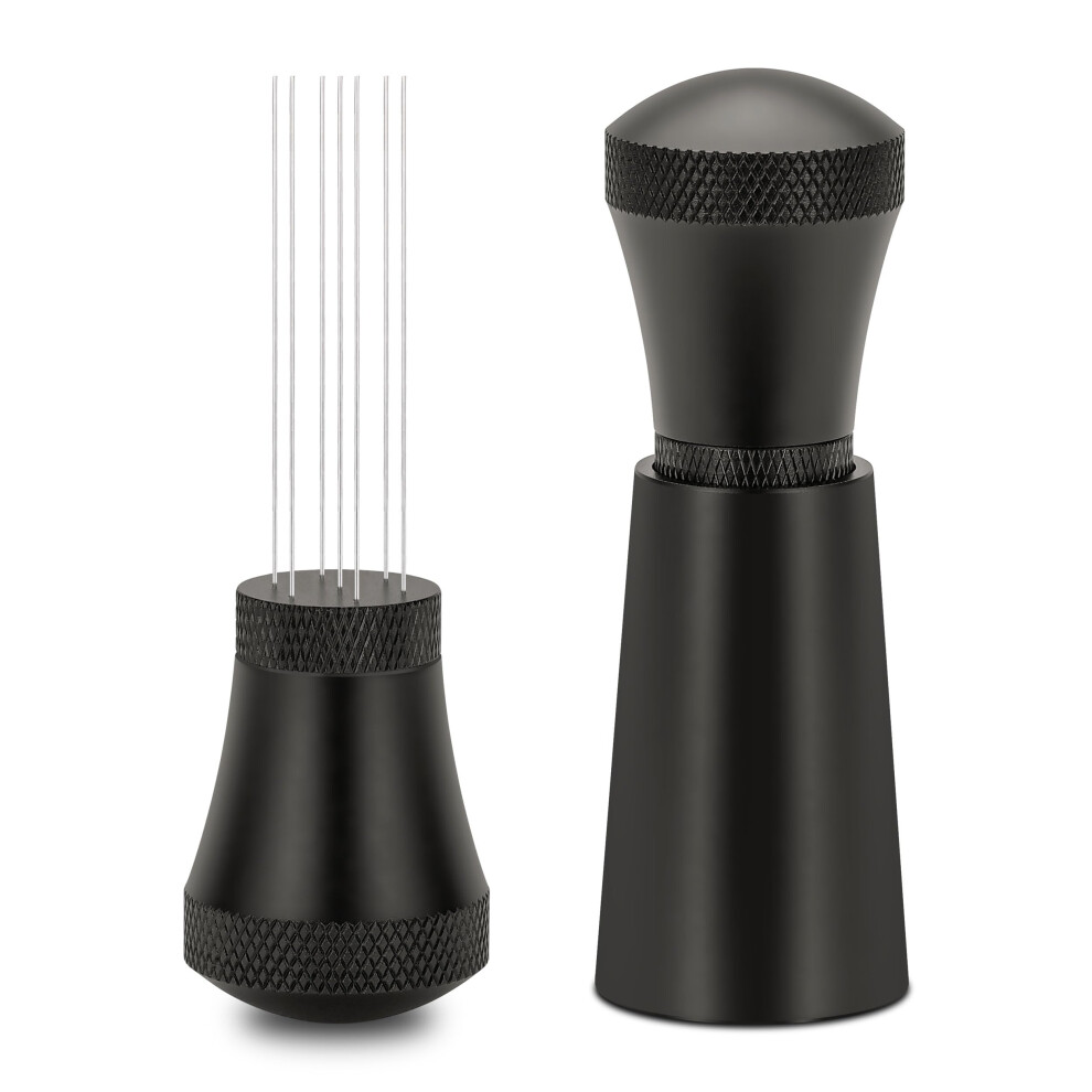 Aptspade Wdt Tool, Wdt Tool Espresso Distribution Tool, 0.3Mm Stainless Steel 7 Needles Wdt Tool Coffee Stirrers Distributor With Stand For Barista, Brown