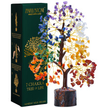 7 Chakra Crystal Tree for Home Decor, Good Luck Birthday Gifts for Her, Mom | Crystal Tree of Life Presents for Women, Bonsai Tree Ornaments for