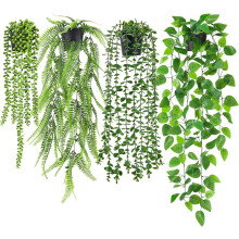 Der Rose 4 Pack Fake Plants Artificial Plants Indoor Hanging with Pots Artificial Ivy Vine Faux Eucalyptus Hanging Plants, Boston Fern, String of