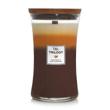 Woodwick Large Hourglass Trilogy Scented Candle | Caf? Sweets | with Crackling Wick | Burn Time: Up to 130 Hours
