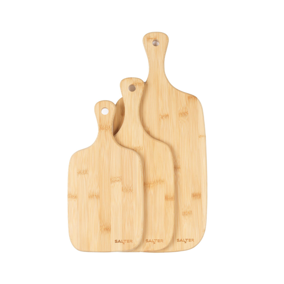 Salter Wooden Chopping Boards - 3 Piece Bamboo Chopping Board Set - 30Cm, 35Cm, 45Cm, Chop, Cut & Carve Meat, Vegetables, Cheese & Bread, Protects