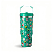Minecraft 900ml Thermal Travel Mug Water Bottle Tumbler - Leakproof Straw & Lid - Stainless Steel Vacuum Insulated | Cold for 17Hrs - Hot for 5Hrs,