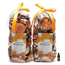 Qingbei Rina Pot pourri,Orange Scented Pot Pourri Dried Flower, Decorative Bowl Vase Filler,Table Wedding Party Decor,2 Bags,240g